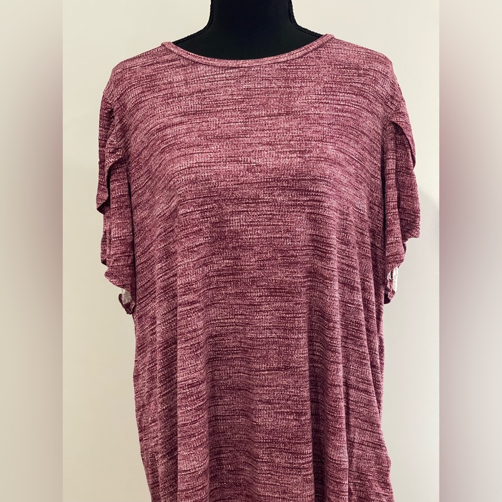 LuLaRoe XL Women's Maroon Short Sleeve Top w Stretch 687 - Picture 2 of 8